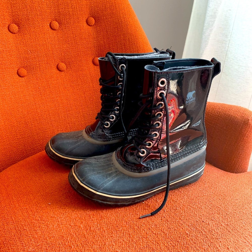 Sorry Patent Leather Winter Boots